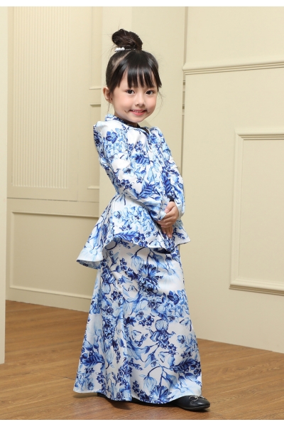 Ramona Kids Printed Kebaya in Blue Ramona Kids Printed Kebaya in Blue